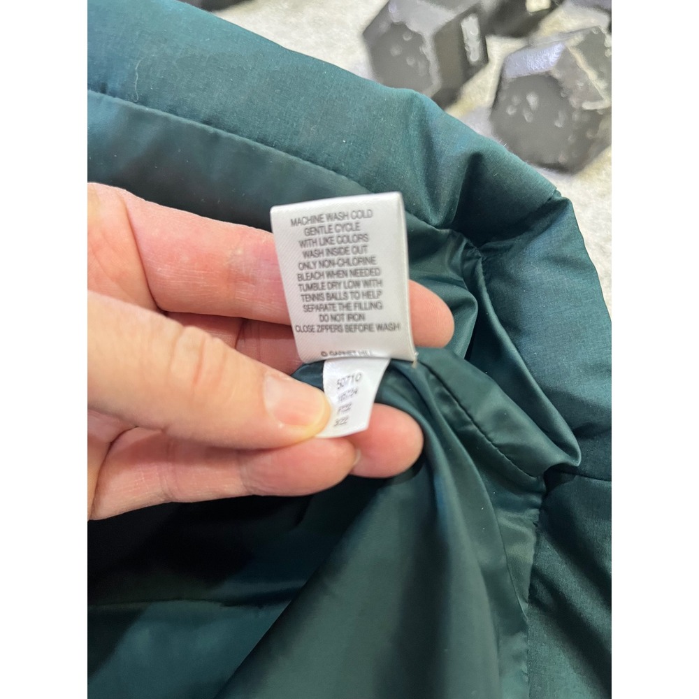 Garnet Hill Womens Small Teal Green Down Puffer Jacket Hooded Recycled Parka - Picture 10 of 12